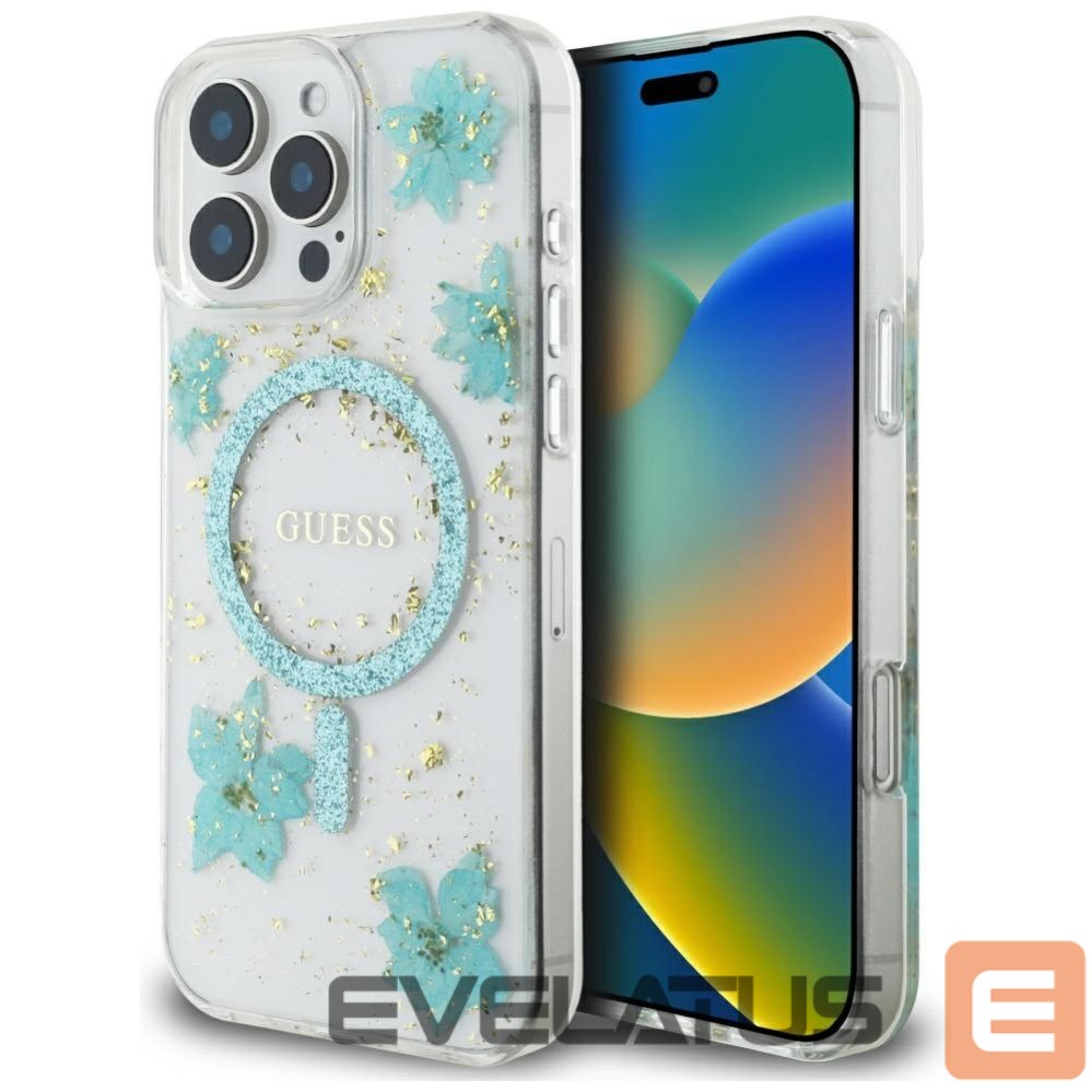 Other goods Guess Guess Resin Flowers Glitter MagSafe iPhone 16 Pro Case - Clear Green