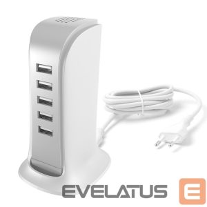 Adapter Dudao  Dudao 5x USB charger with built-in EU power cable white (A5EU) 