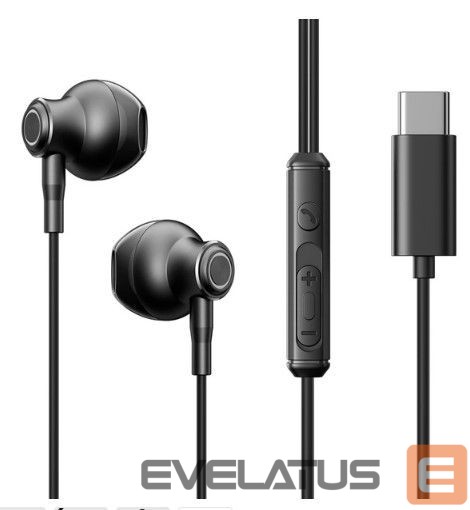 Wired headphones Joyroom TYPE-C Series JR-EC07 USB-C in-ear headphones metal Black