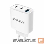 Adapter Evelatus  45W Max Fast Charger EU USB-C1/USB-C1/USB-A - RCE-4501ACCL White