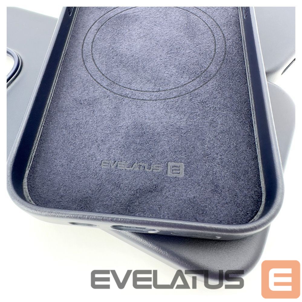Back panel cover Evelatus Apple iPhone 13 Pro Genuine Leather case with MagSafe Blue