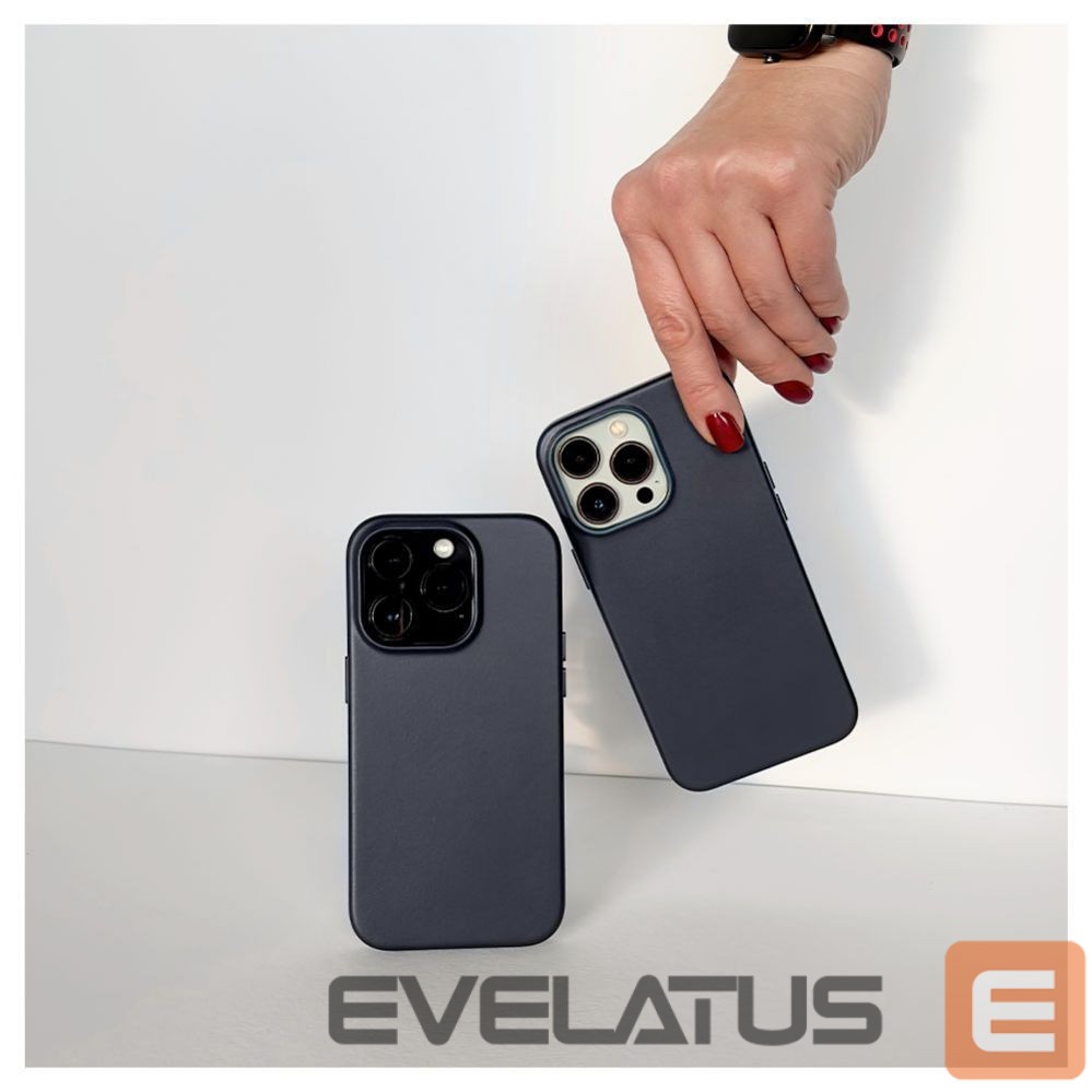 Back panel cover Evelatus Apple iPhone 13 Pro Genuine Leather case with MagSafe Blue