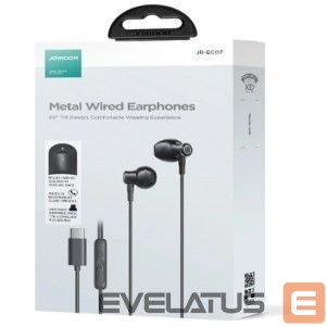 Wired headphones Joyroom TYPE-C Series JR-EC07 USB-C in-ear headphones metal Black