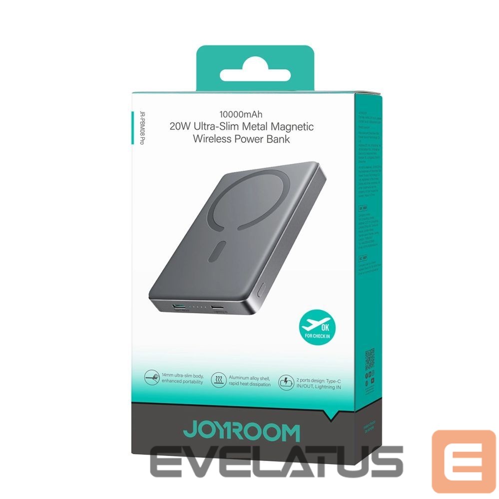 Power bank Joyroom 20W Metal Magnetic Wireless Power Bank 10000mAh Gray