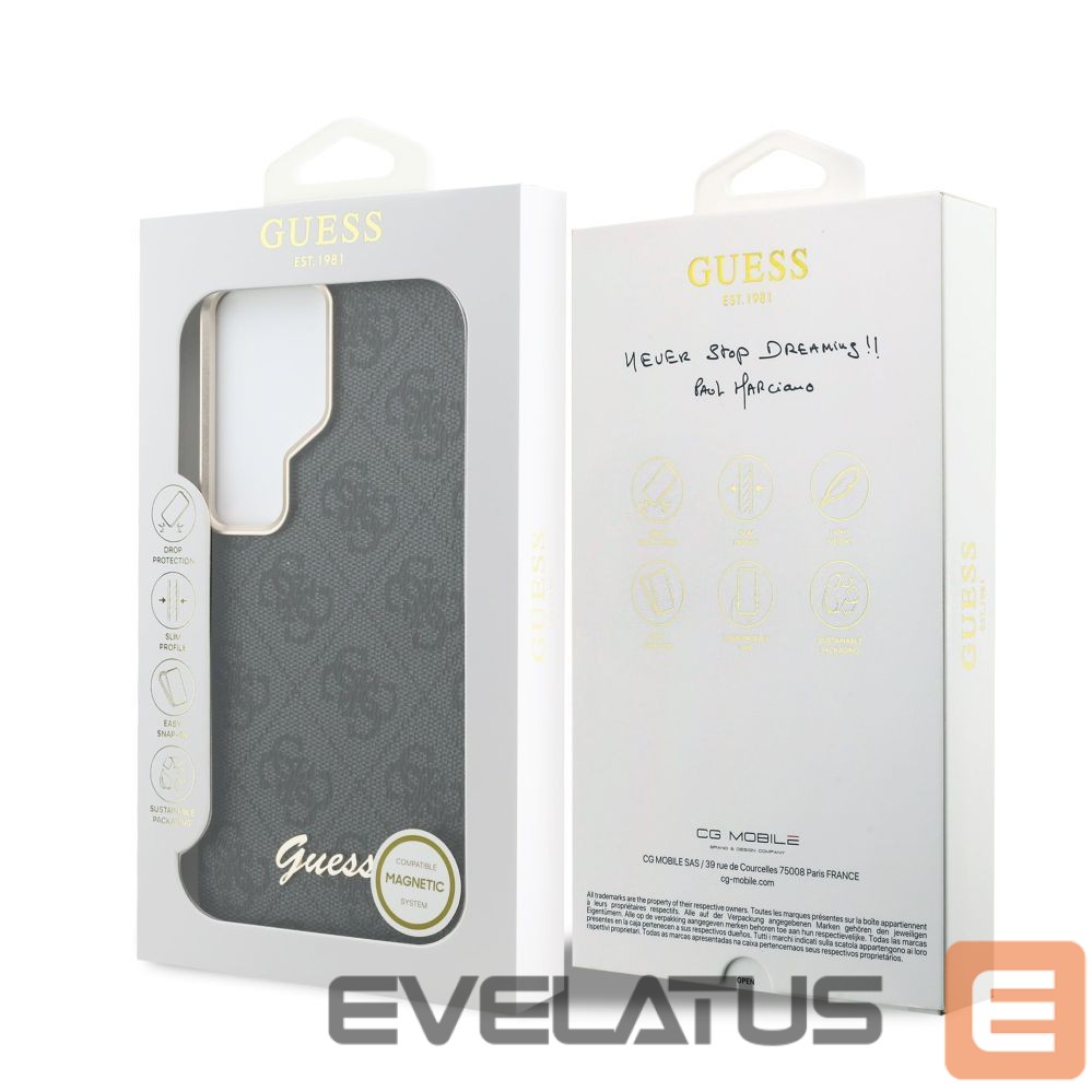 Case universal Guess Samsung Galaxy S26 Ultra PU 4G Script Metal Logo With MagSafe Case Black
