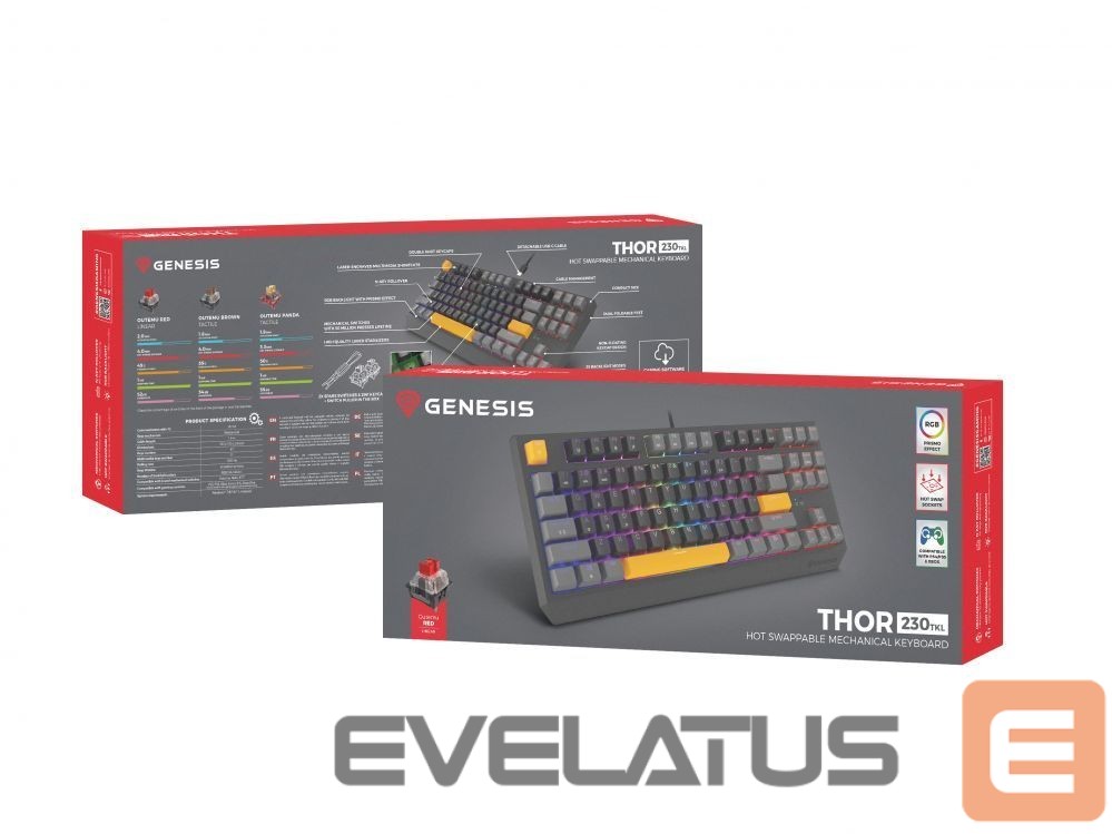 Computer keyboard Genesis THOR 230 | Mechanical Gaming Keyboard | Wired | US | Anchor Gray Positive | USB Type-A | Outemu Red