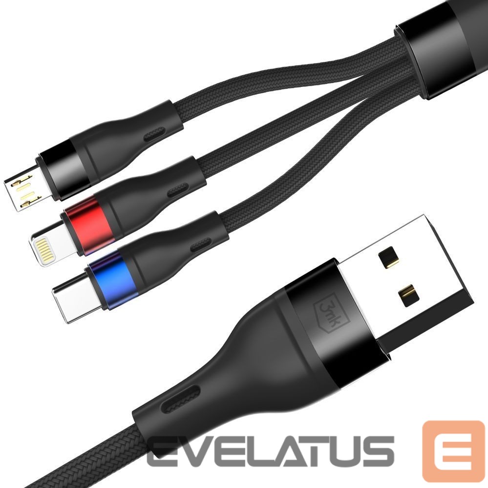 Other goods 3MK 3mk Hyper Cable N-SERIES 3 in 1 USB-A / Lightning / Micro 1.2m 9V/2A 18W - black
