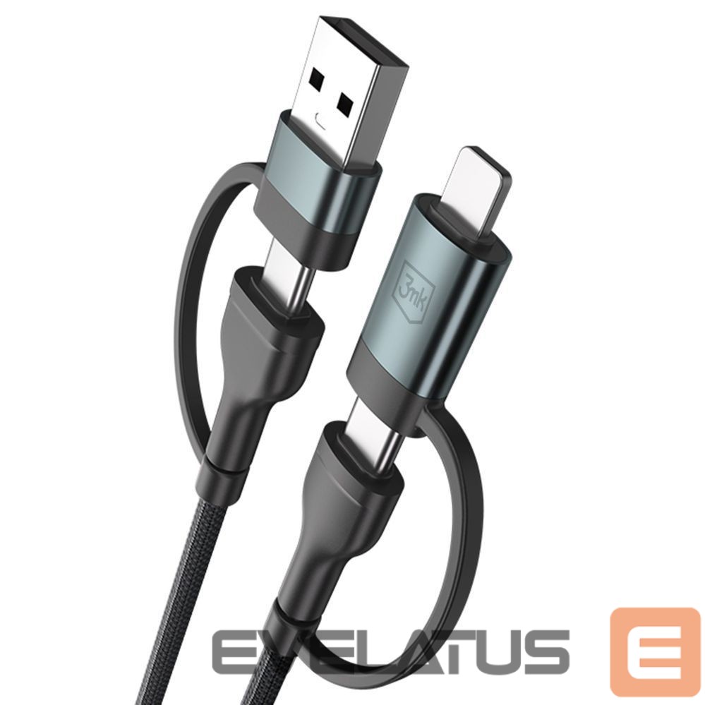 Other goods 3MK 3mk Hyper Cable N-SERIES 2 in 2 USB-A / USB-C and USB-C / Lightning 1.2m QC 3.0 9V/2A 60W - black