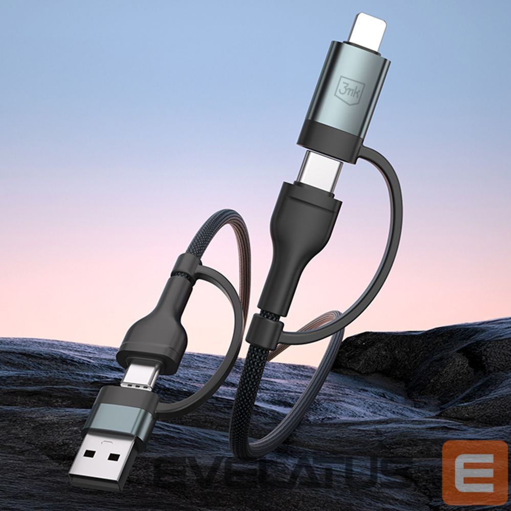 Other goods 3MK 3mk Hyper Cable N-SERIES 2 in 2 USB-A / USB-C and USB-C / Lightning 1.2m QC 3.0 9V/2A 60W - black