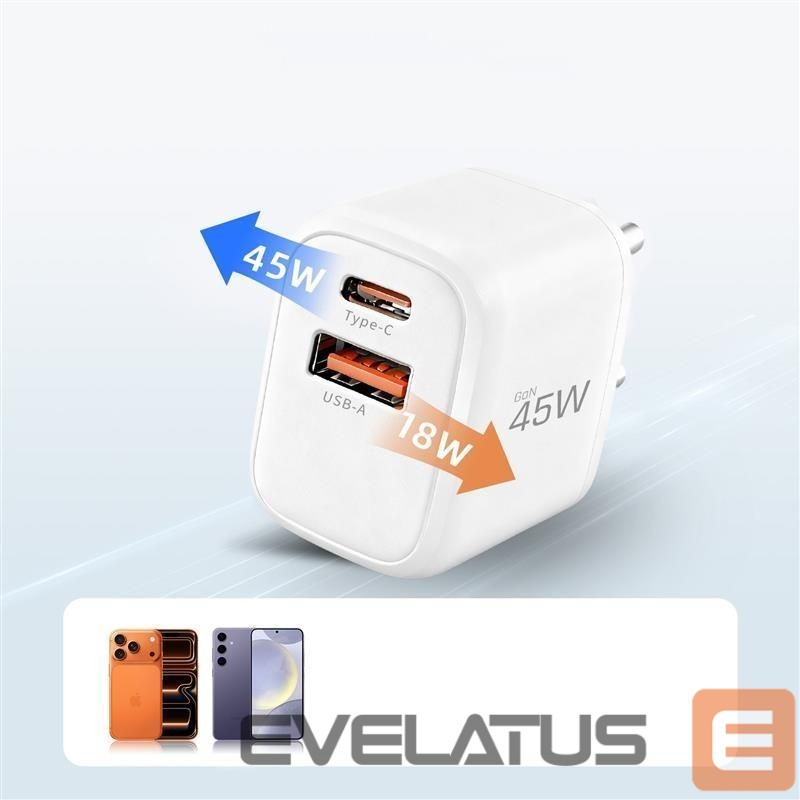Other goods Tech-Protect Tech-Protect NCA45W-GAN 2-Port USB-C / USB-A 45W Wall Charger - White