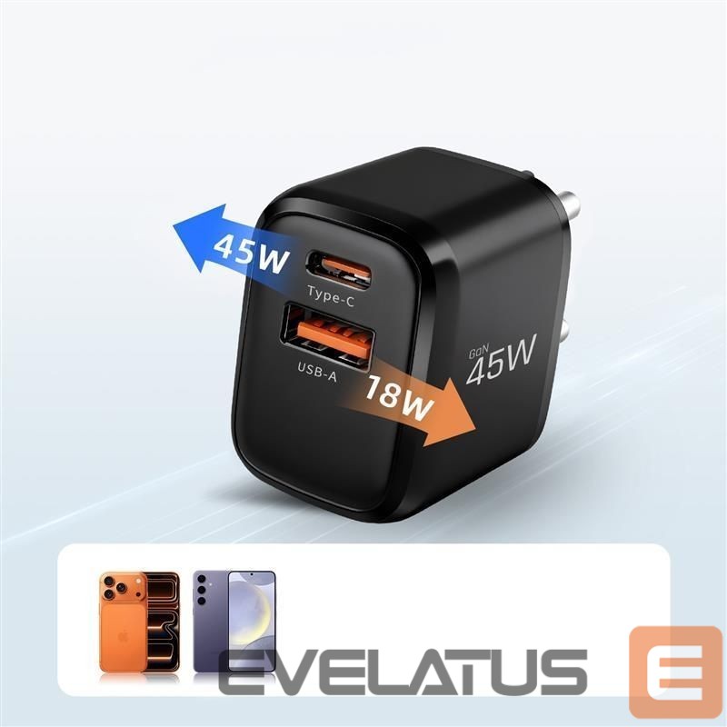 Other goods Tech-Protect Tech-Protect NCA45W-GAN 2-Port USB-C / USB-A 45W Wall Charger - Black