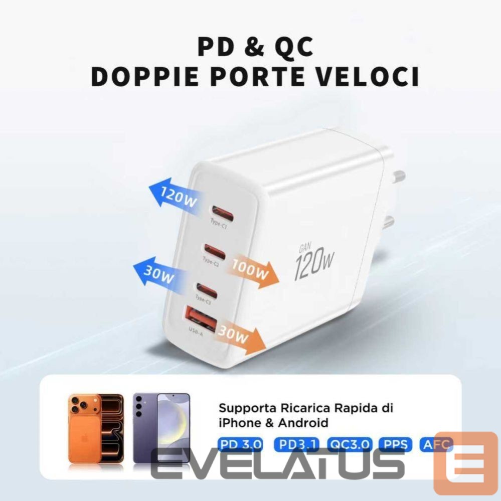 Other goods Tech-Protect Tech-Protect NC120W-GAN 4-Port 120W Wall Charger - White