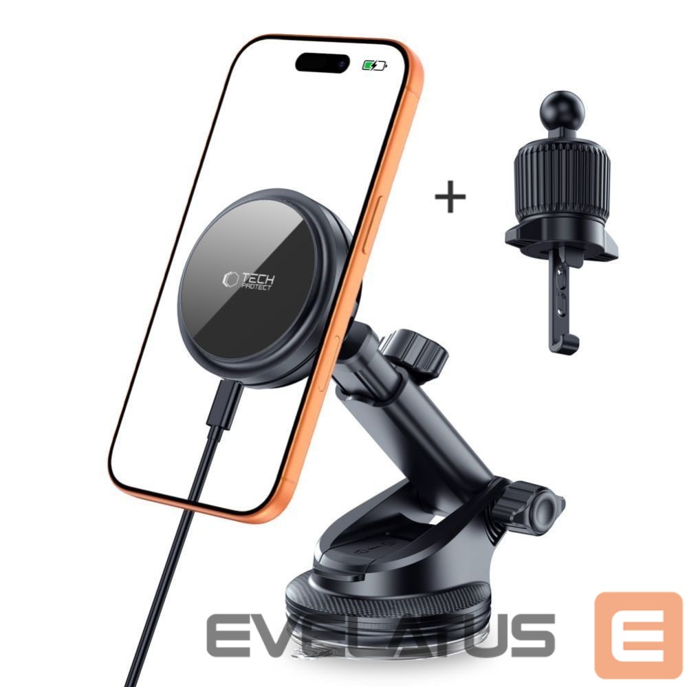 Other goods Tech-Protect Tech-Protect V9 MagSafe 25W Qi 2.2 Car Charger - Black