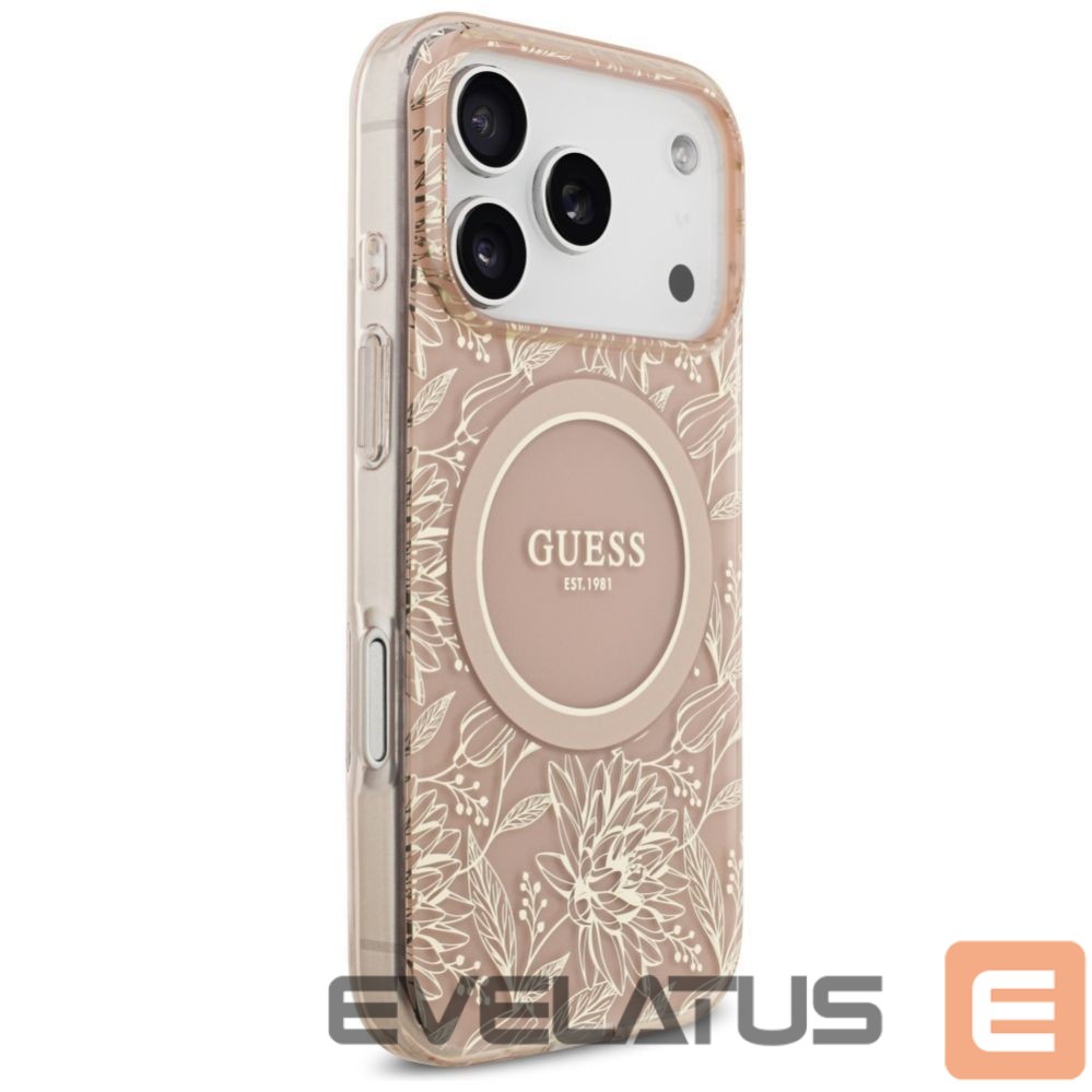 Other goods Guess Guess IML Flowers Electro Pearl Strap MagSafe Case for iPhone 17 Pro - Pink