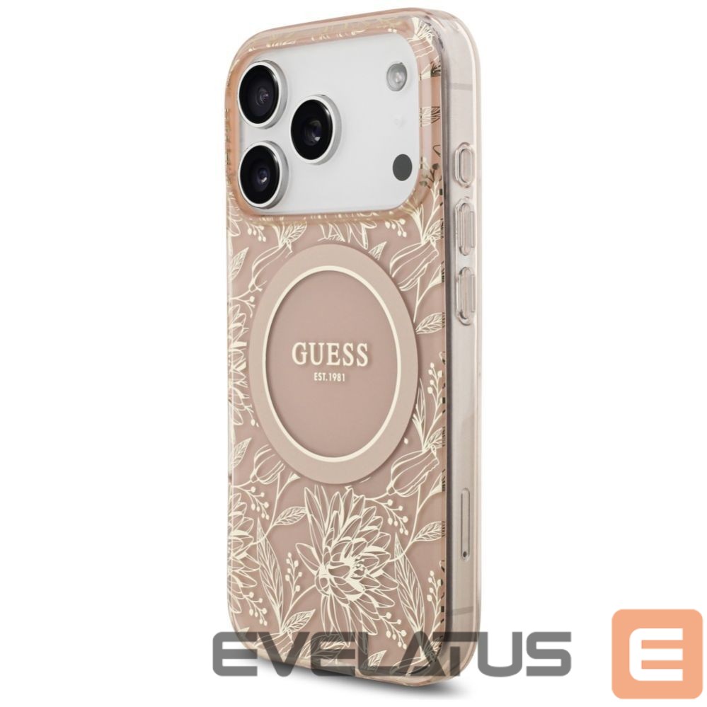 Other goods Guess Guess IML Flowers Electro Pearl Strap MagSafe Case for iPhone 17 Pro - Pink