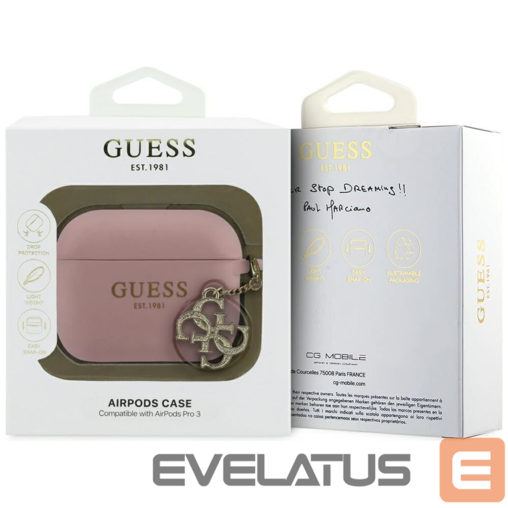 Back panel cover Guess Guess Silicone 4G Charm Case for AirPods Pro 3 Pink