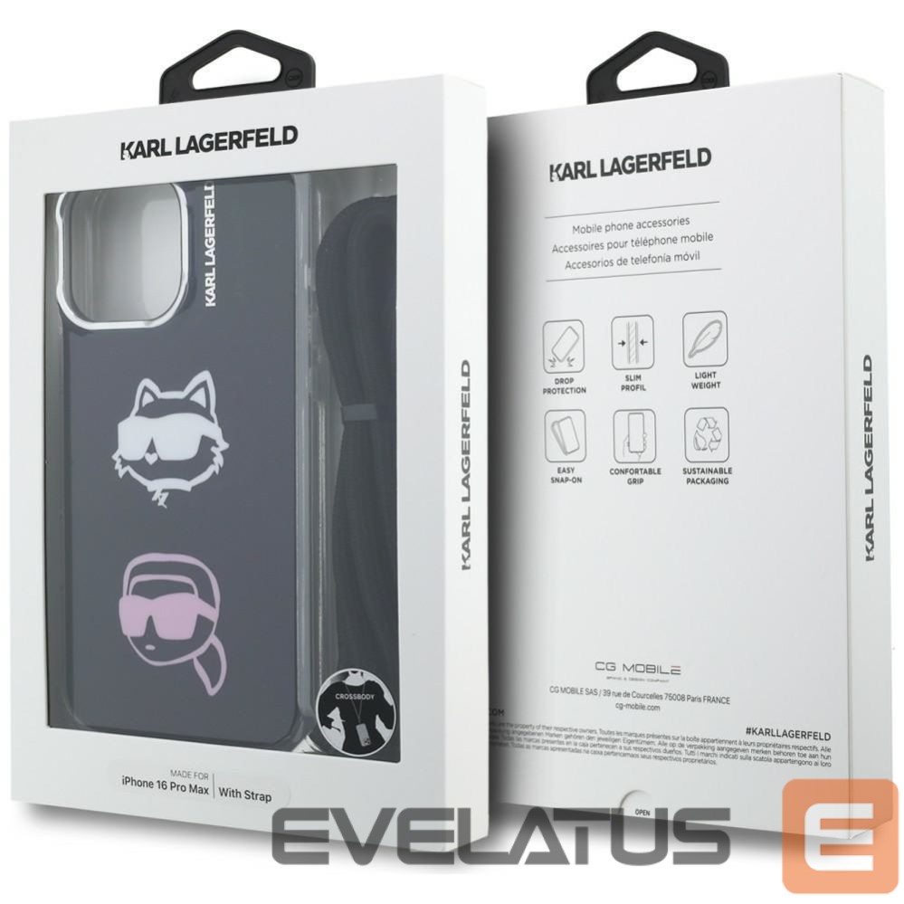 Other goods Karl Lagerfeld Karl Lagerfeld IML Crossbody Karl&Choupette Head Case for iPhone 16 Pro Max - Black