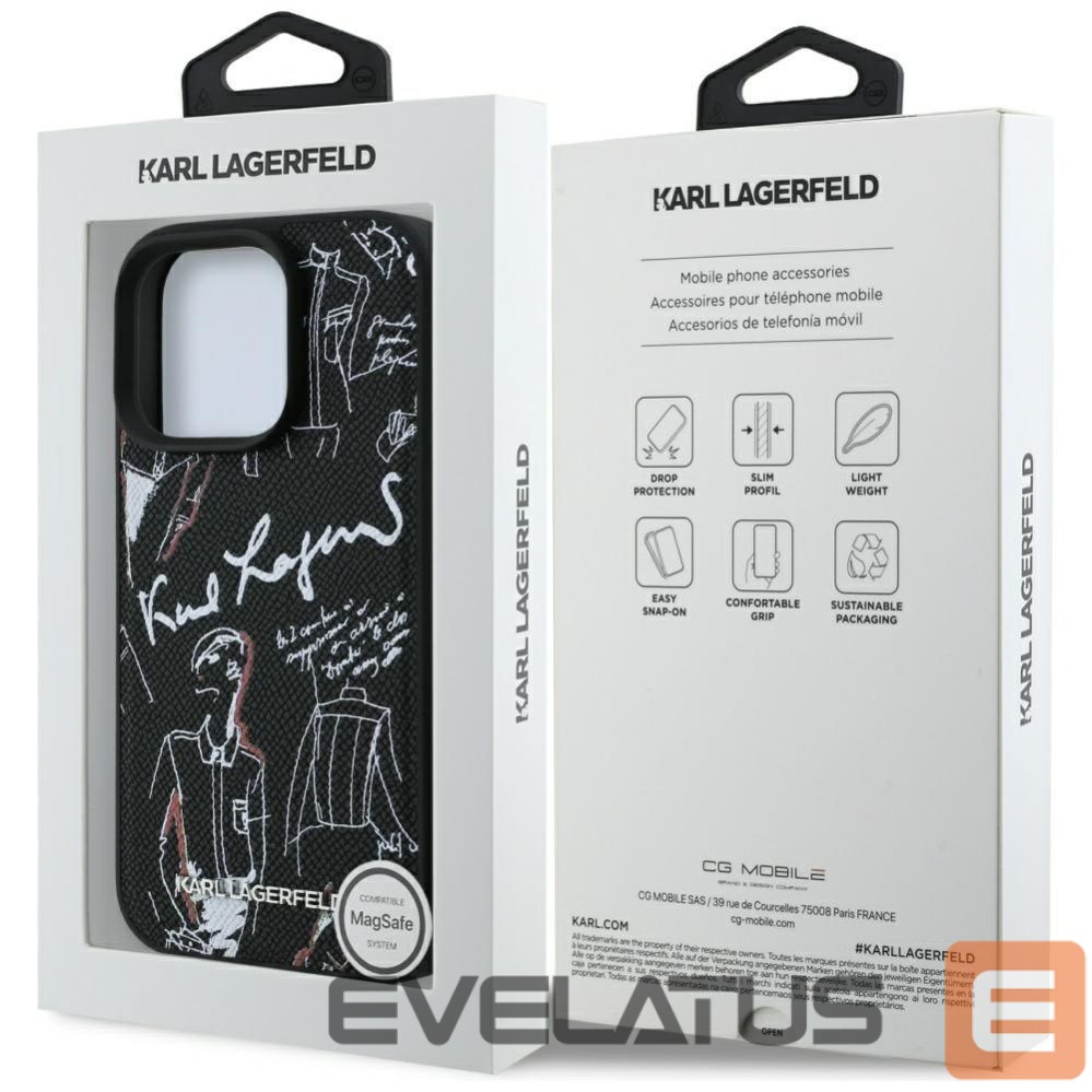 Other goods Karl Lagerfeld Karl Lagerfeld Grained Pattern & Logo MagSafe Case for iPhone 16 Pro Max - Black