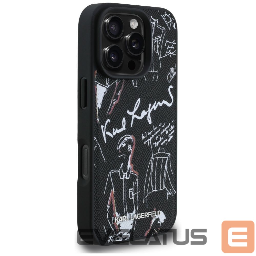 Other goods Karl Lagerfeld Karl Lagerfeld Grained Pattern & Logo MagSafe Case for iPhone 16 Pro Max - Black