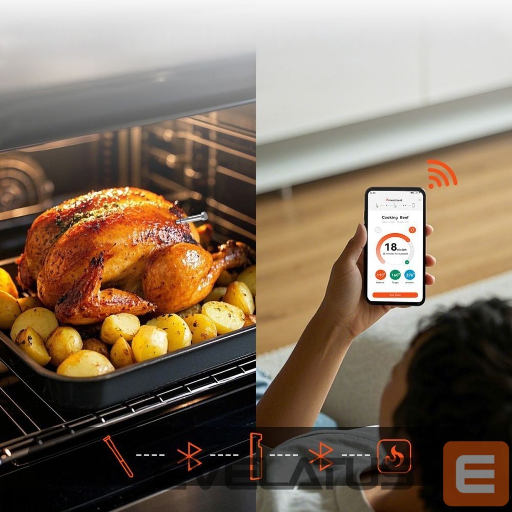 Smart device Metapen Meatmeet S Pro Kitchen Thermometer with Bluetooth App for Grill, Oven, Smoker - Gray
