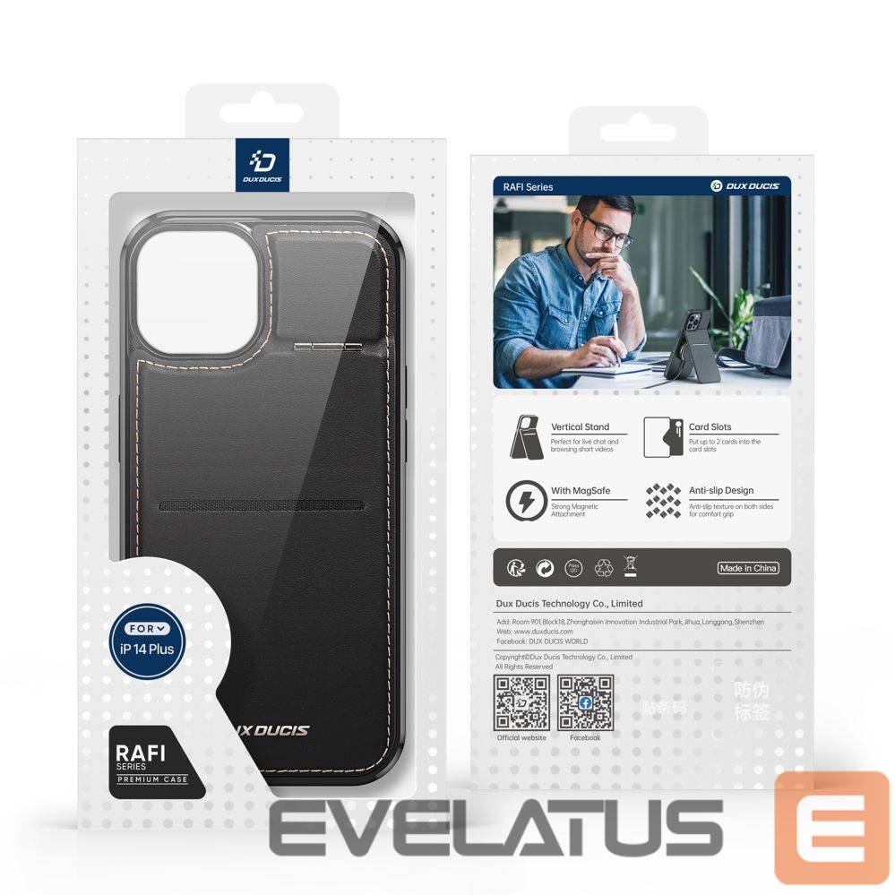 Other goods Dux Ducis 3in1 Wallet Case with Stand for iPhone 14 Plus MagSafe RFID Blocker Dux Ducis Rafi Mag - Black