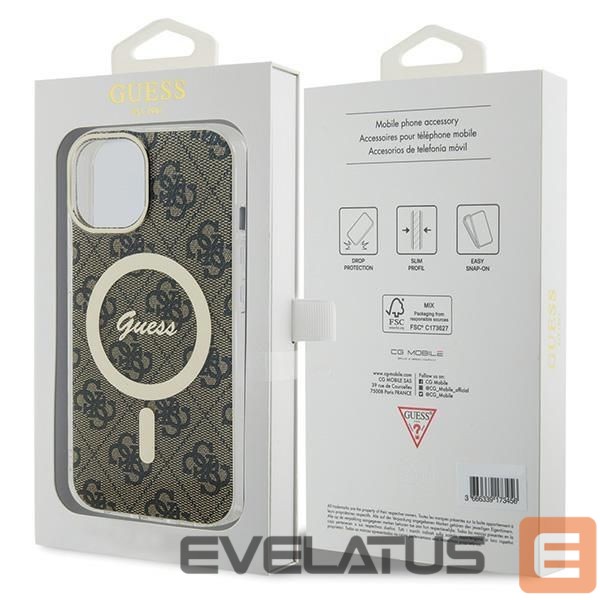 Back panel cover Guess Guess IML 4G MagSafe iPhone 15 Plus Case - Brown