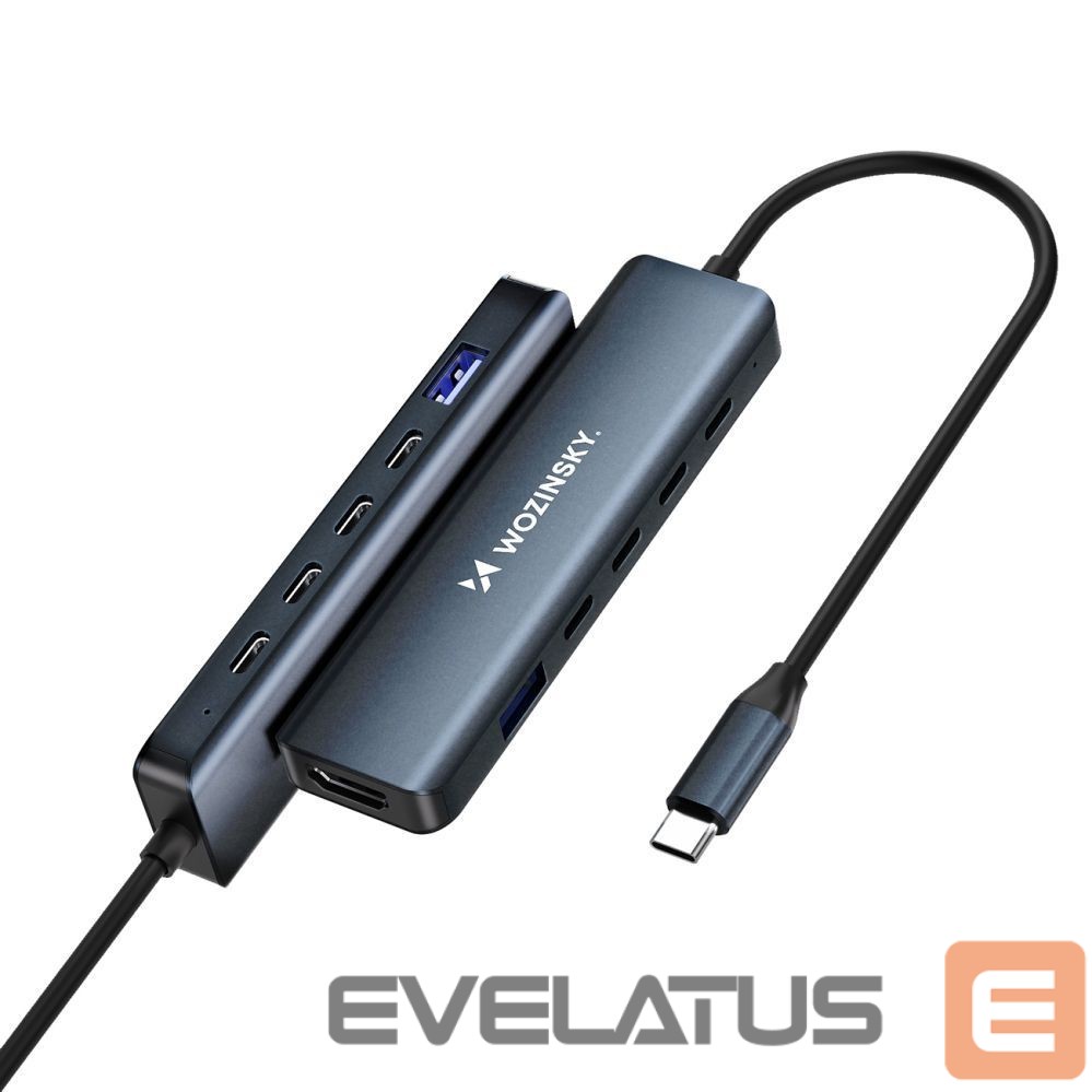 Converter Wozinsky USB-C 6 in 1 Hub Wozinsky WHBC10Y4S Multifunctional, Aluminum, with 25 cm Cable - Gray