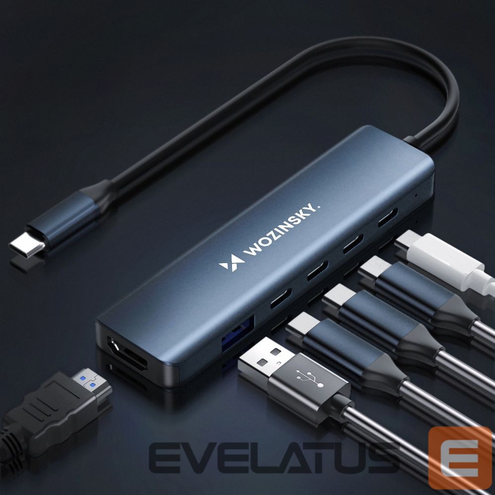 Converter Wozinsky USB-C 6 in 1 Hub Wozinsky WHBC10Y4S Multifunctional, Aluminum, with 25 cm Cable - Gray