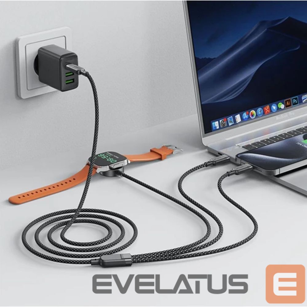 Other goods Acefast Acefast C6-11 USB-C 3in1 Cable - 2x USB-C / Qi 480Mb/s 100W 1.2m - black