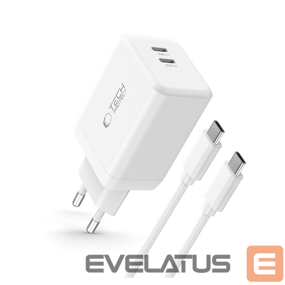 Other goods Tech-Protect Tech-Protect NC45W-GAN 2-PORT PD45W Charger + TYPE-C CABLE - white