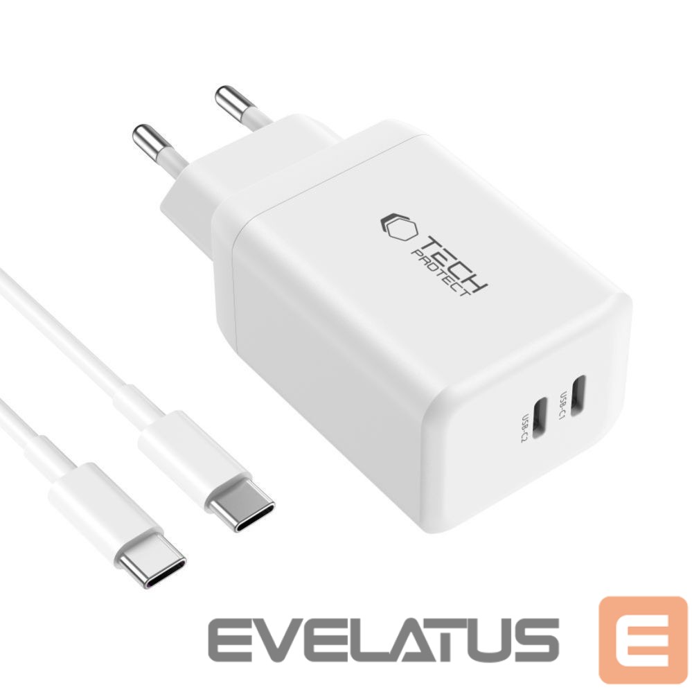 Other goods Tech-Protect Tech-Protect NC45W-GAN 2-PORT PD45W Charger + TYPE-C CABLE - white