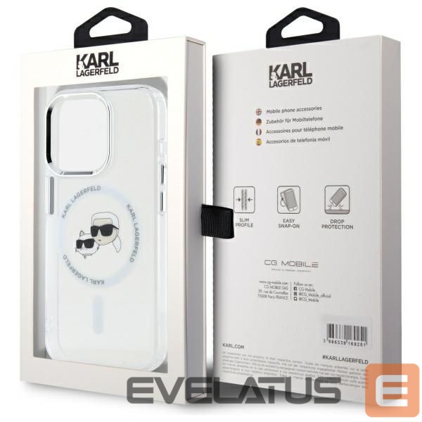 Other goods Karl Lagerfeld Karl Lagerfeld IML Metal Karl&Choupette Head MagSafe iPhone 15 Pro Case - White