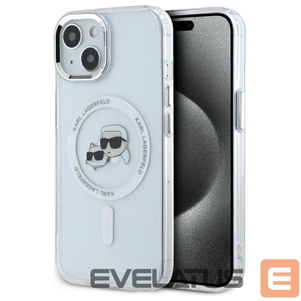 Other goods Karl Lagerfeld Karl Lagerfeld IML Metal Karl&Choupette Head MagSafe iPhone 15 Case - White