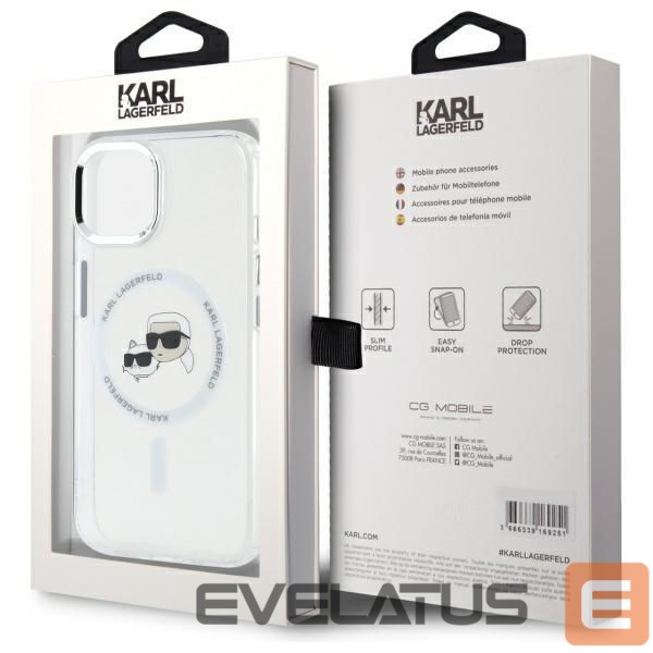 Other goods Karl Lagerfeld Karl Lagerfeld IML Metal Karl&Choupette Head MagSafe iPhone 15 Case - White