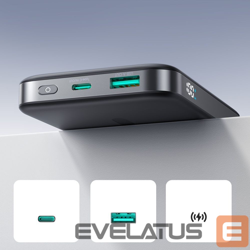 Power bank Joyroom Joyroom JR-PBM12 Power Bank 10000mAh 22.5W MagSafe Compatible, 15W Wireless Charging, with Ring Base - Black