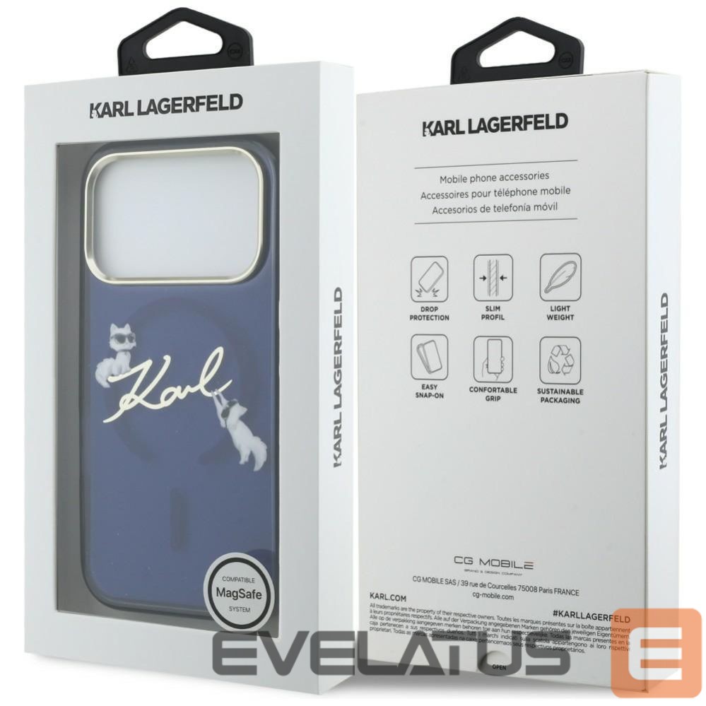 Other goods Karl Lagerfeld Karl Lagerfeld IML Choupettes Karl Script Logo MagSafe Case for iPhone 17 Pro - Blue