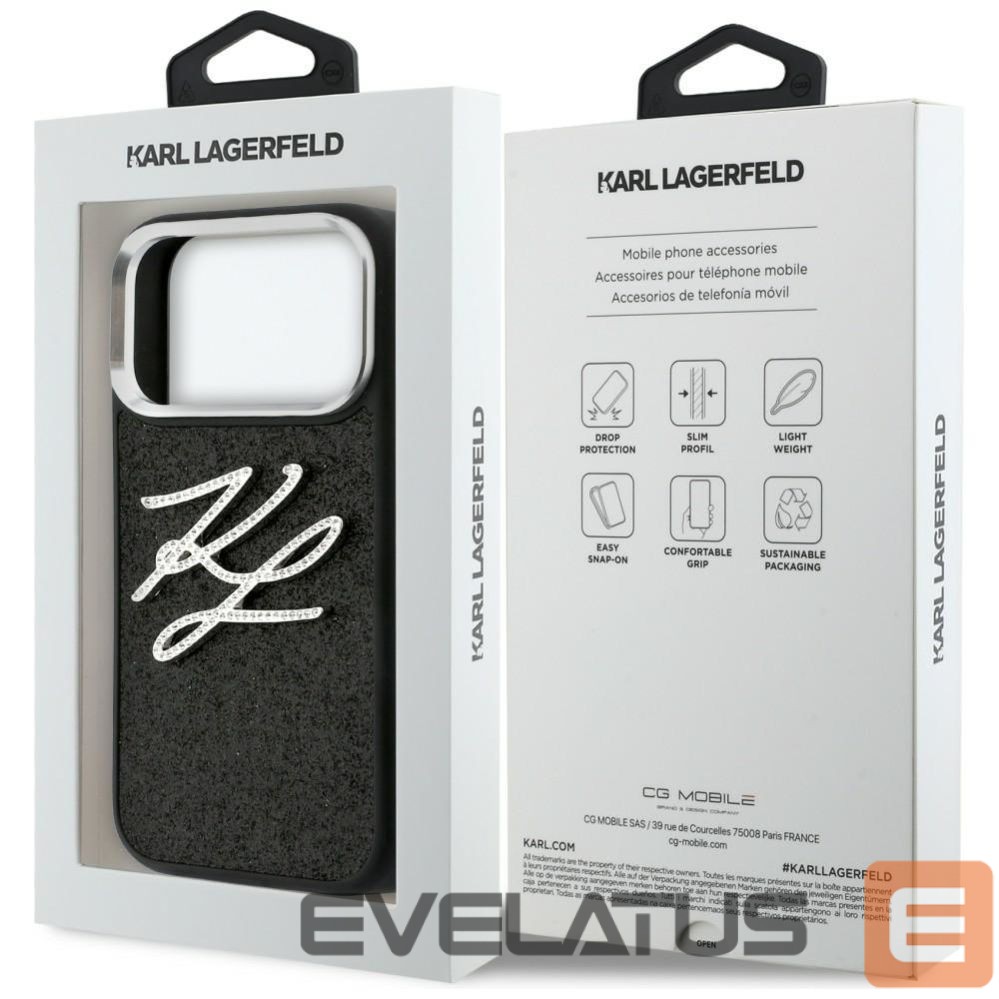 Other goods Karl Lagerfeld Karl Lagerfeld IML Glitter KL Diamond Logo Case for iPhone 17 Pro - Black