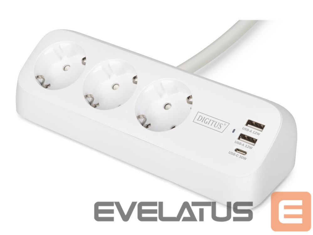 Switches and sockets Digitus 3-way office socket strip with 2x USB-A and 1x USB-C connections | DA-70626
