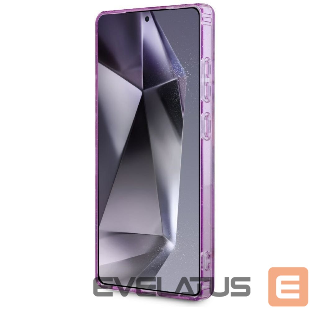 Back panel cover Guess Guess Glitter Flowers Triangle Buttons MagSafe case for Samsung Galaxy S25 Ultra - purple