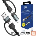 Other goods 3MK  3mk Hyper Cable N-SERIES 2 in 2 USB-A / USB-C and USB-C / Lightning 1.2m QC 3.0 9V/2A 60W - black 
