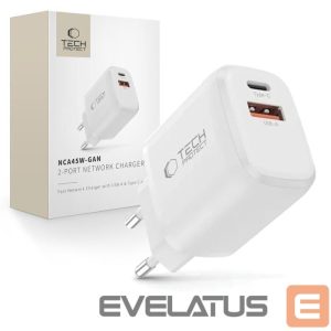 Other goods Tech-Protect  Tech-Protect NCA45W-GAN 2-Port USB-C / USB-A 45W Wall Charger - White 