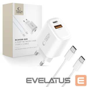 Other goods Tech-Protect  Tech-Protect NCA45W-GAN 2-Port 45W Wall Charger with USB-C Cable - White 