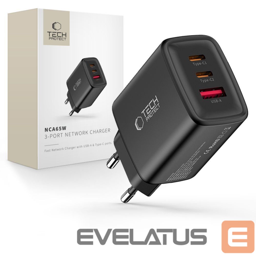 Other goods Tech-Protect Tech-Protect NCA65W-GAN 3-Port 65W Wall Charger - Black