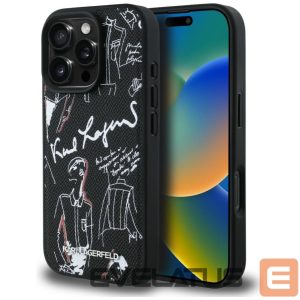 Other goods Karl Lagerfeld  Karl Lagerfeld Grained Pattern & Logo MagSafe Case for iPhone 16 Pro - Black 