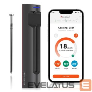 Smart device Metapen  Meatmeet S Pro Kitchen Thermometer with Bluetooth App for Grill, Oven, Smoker - Gray 