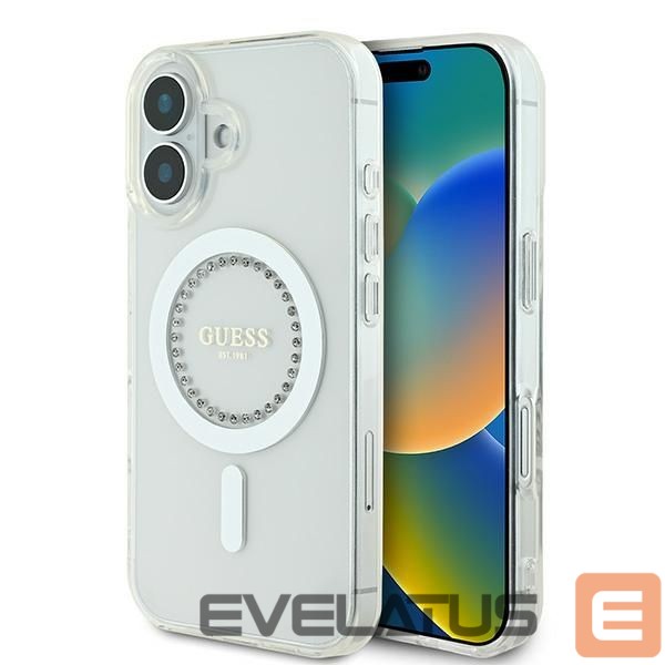 Other goods Guess Guess IML Rhinestones MagSafe Case for iPhone 16 - White