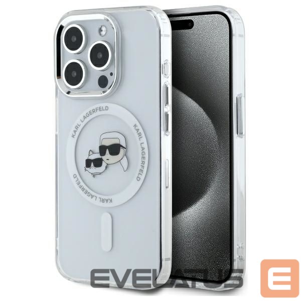 Other goods Karl Lagerfeld Karl Lagerfeld IML Metal Karl&Choupette Head MagSafe iPhone 15 Pro Case - White
