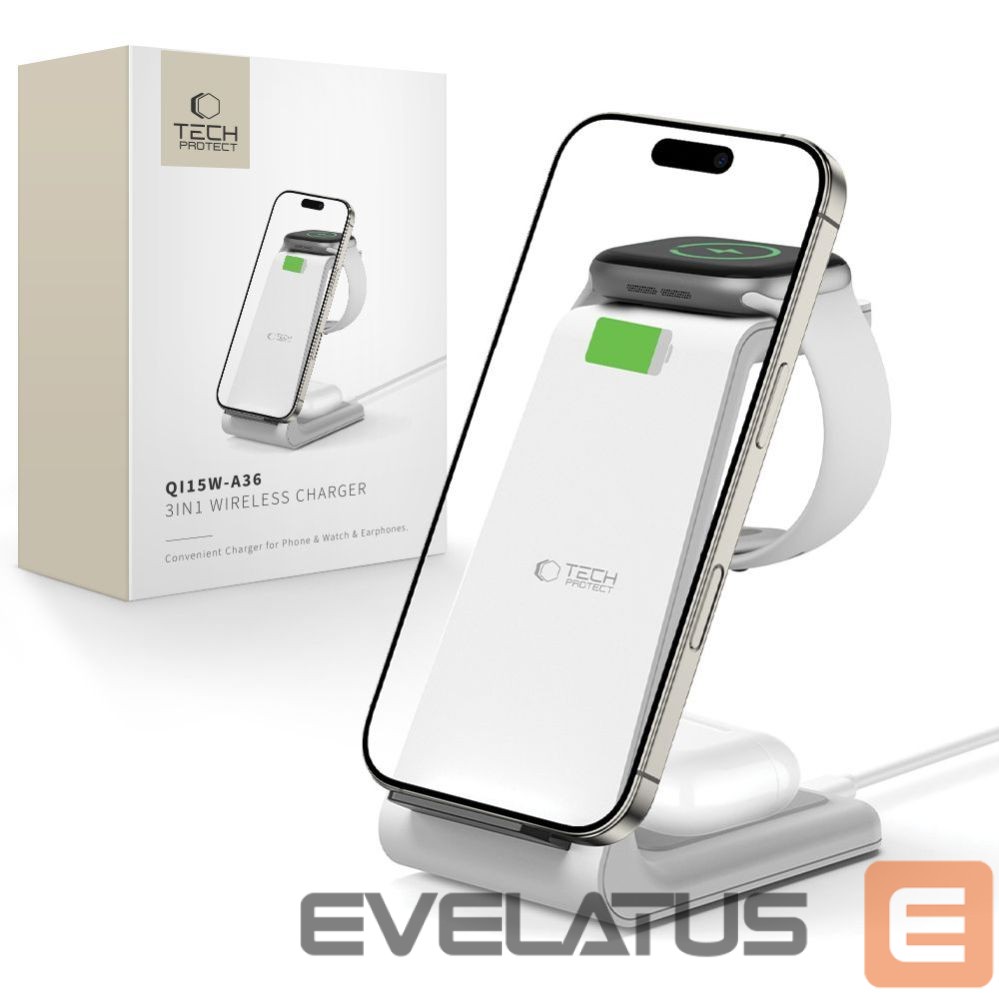 Other goods Tech-Protect Tech-Protect QI15W-A36 3in1 Charging Station for Apple - White
