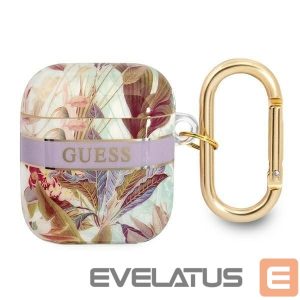 Back panel cover Guess  Guess GUA2HHFLU AirPods cover purple/purple Flower Strap Collection 