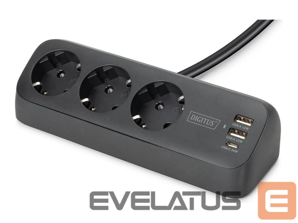 Switches and sockets Digitus 3-way office socket strip with 2x USB-A and 1x USB-C connections | DA-70625